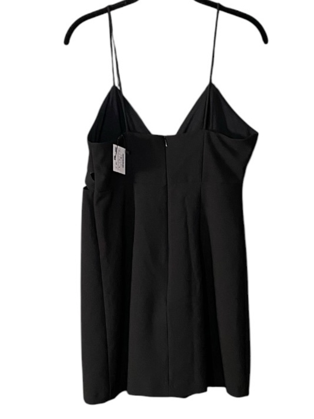 Zara Black Mini Dress L Cutout Waist Spaghetti Strap V Neck Going Out Cocktail - Picture 5 of 8